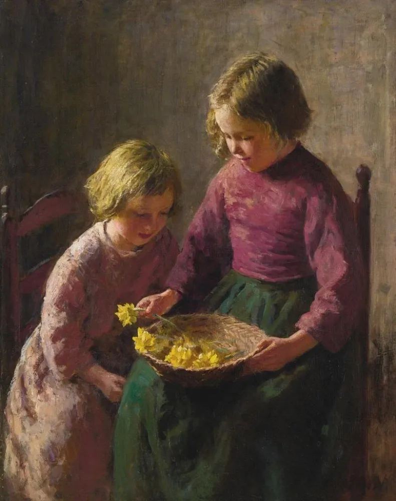 Maleri Le panier de fleurs - Bernhard Pothast | Kunsttryk