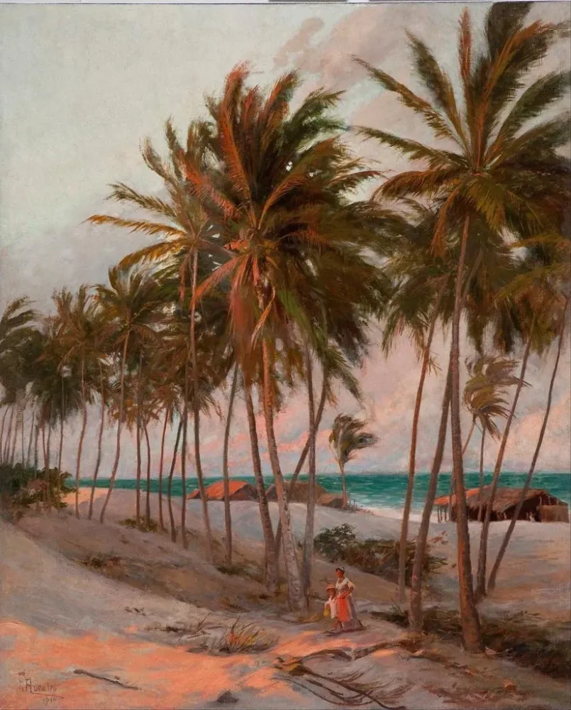 Maleri Plage à Fortaleza - Aurélio de Figueiredo | Kunsttryk