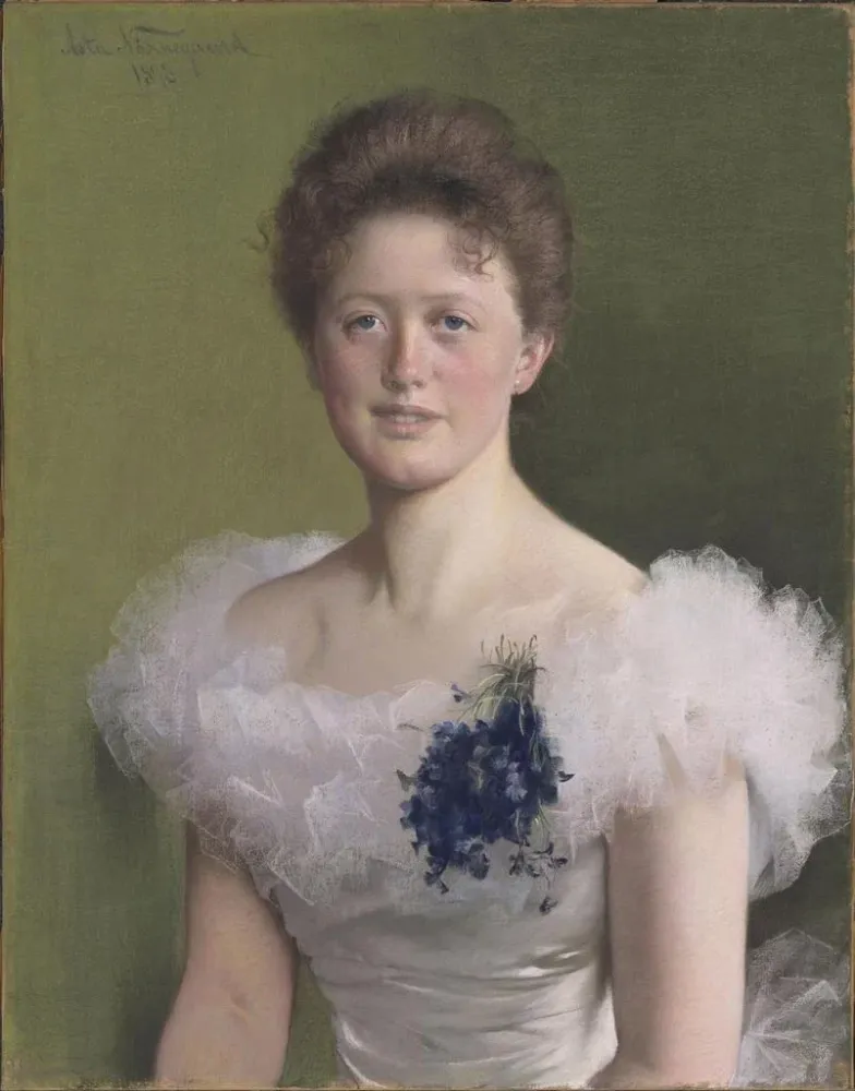 Maleri Portrait af Benedikte Sophie Kaltenborn - Asta Nørregaard | Kunsttryk Source: Tableau Portrait de Benedikte Sophie...