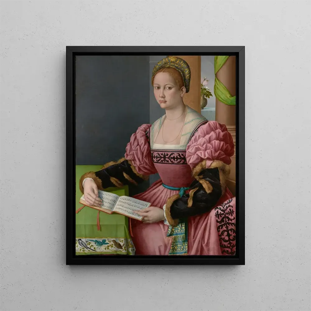 Maleri Portrait af en kvinde med en musikbog - Bacchiacca | Kunsttryk
