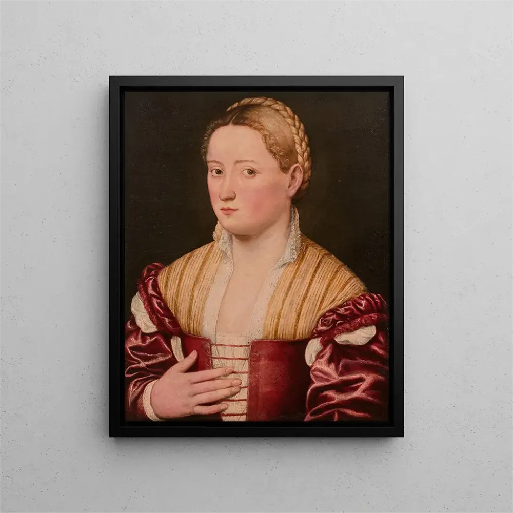 Maleri Portræt af en smuk Venedigkvinde - Bernardino Licinio | Kunsttryk