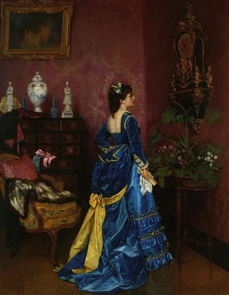 Maleri La Robe bleue - Auguste Toulmouche | Kunsttryk