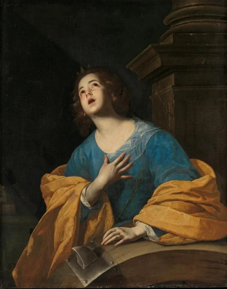 Maleri af Sankt Katharina af Alexandria - Bernardo Cavallino | Kunsttryk