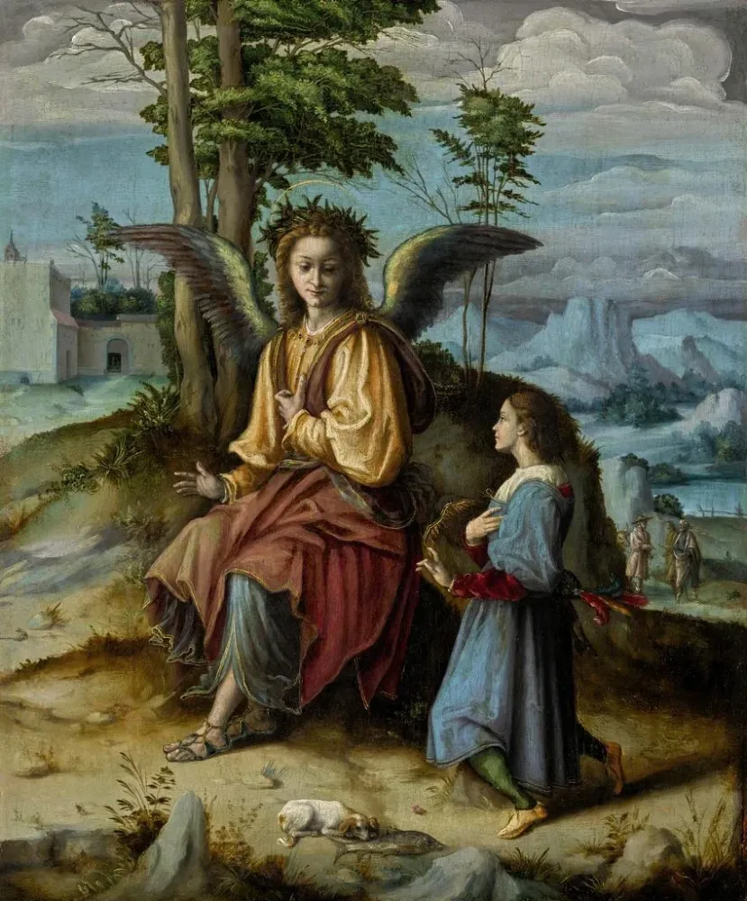 Maleri Tobias og englen - Bacchiacca | Kunsttryk