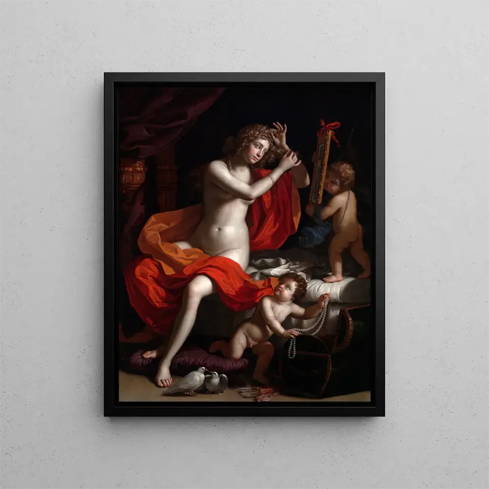 Maleri La Toilette de Vénus - Benedetto Gennari | Kunsttryk Source: Tableau La Toilette de Vénus - Benedetto Gennari | Rep...