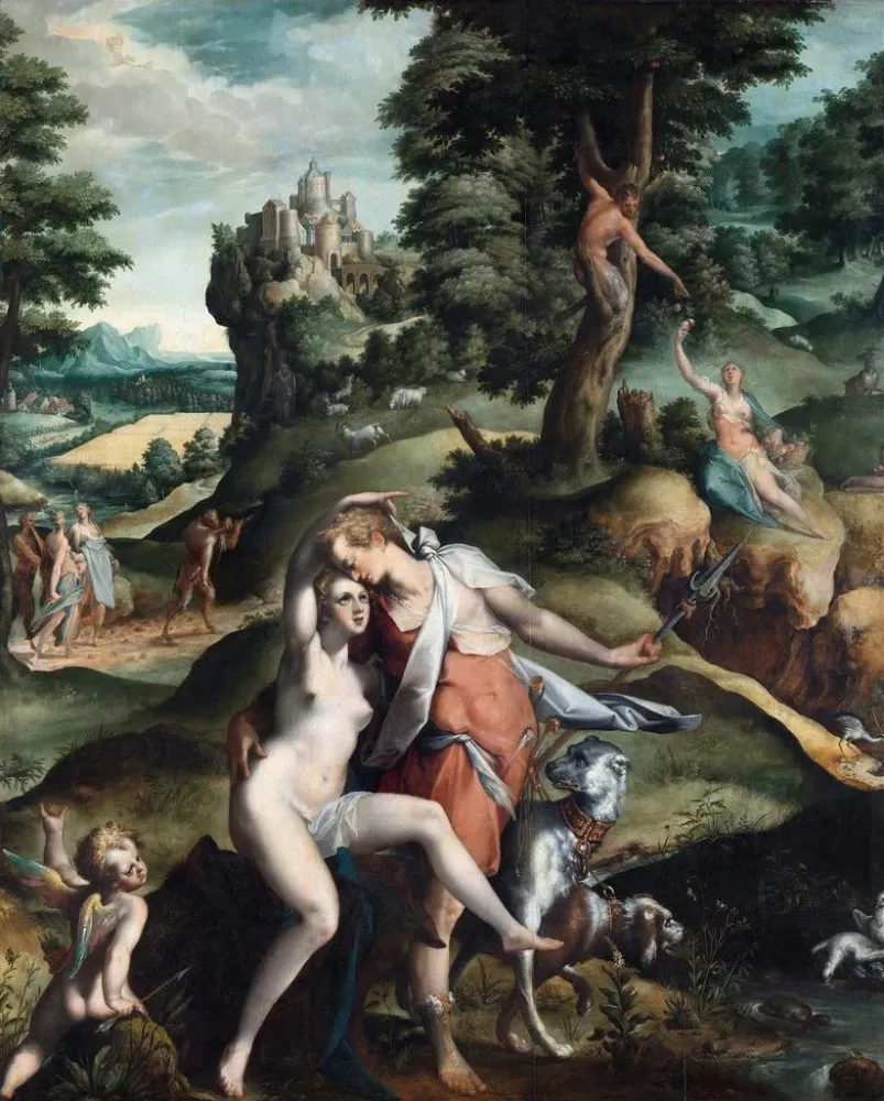 Maleri Vénus og Adonis - Bartholomaeus Spranger | Kunsttryk