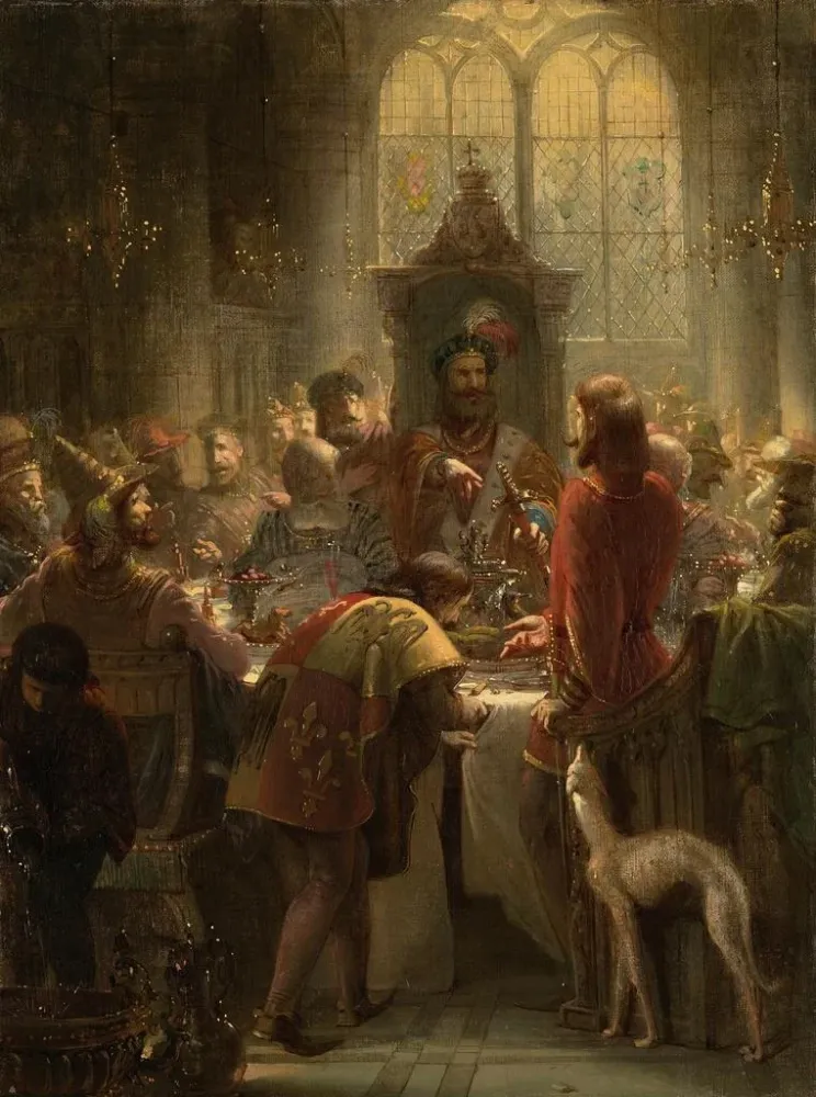 Maleri Willem van Oostervant og den skårne dug Anno 1395 - Barend Wijnveld | Kunsttryk