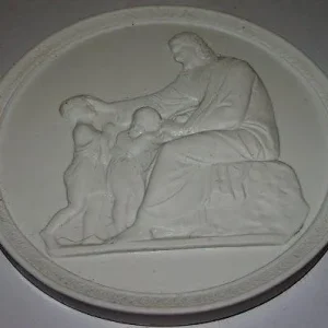 Royal Copenhagen Biscuit Platte Kristus velsigner Børnene No 112