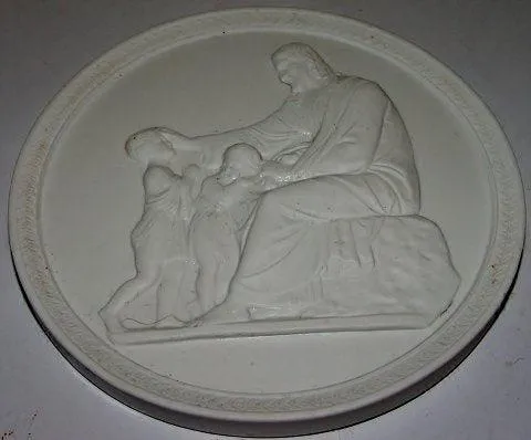 Royal Copenhagen Biscuit Platte Kristus velsigner Børnene No 112