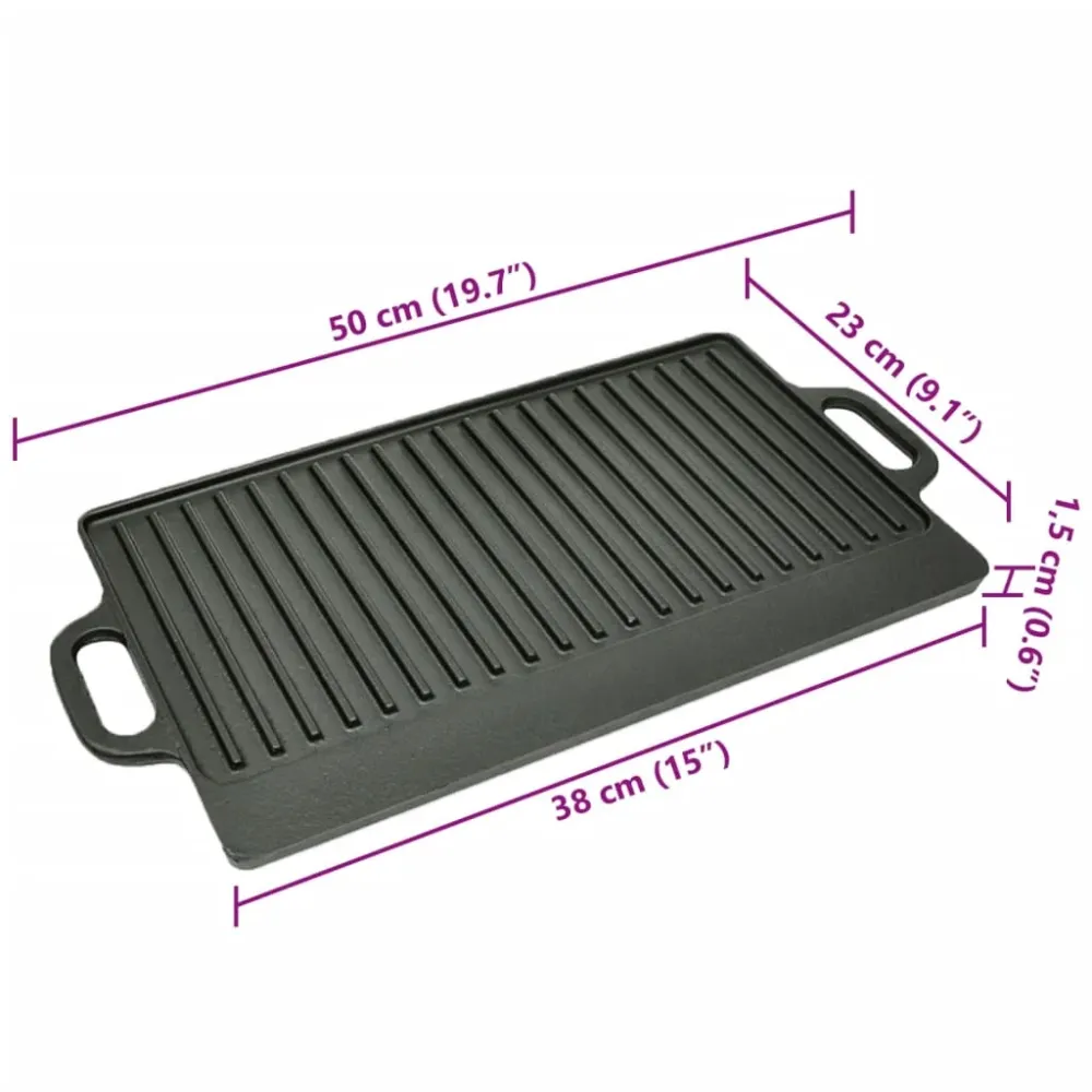 Grillplade 50X23 Cm Vendbar Støbejern