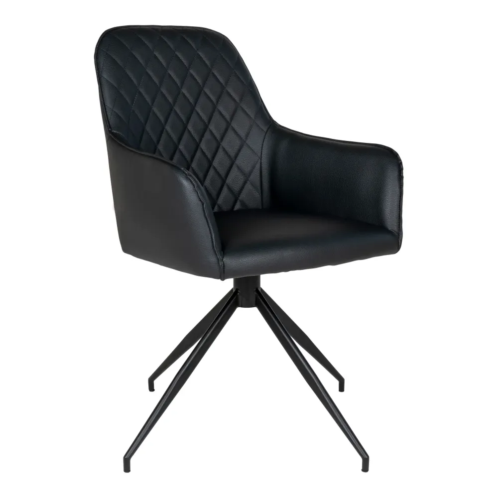 Harbo Spisebordsstol Med Drejefod - Spisebordsstol Med Drejefod, Pu Læder, Ebony, Sorte Ben Hn1223
