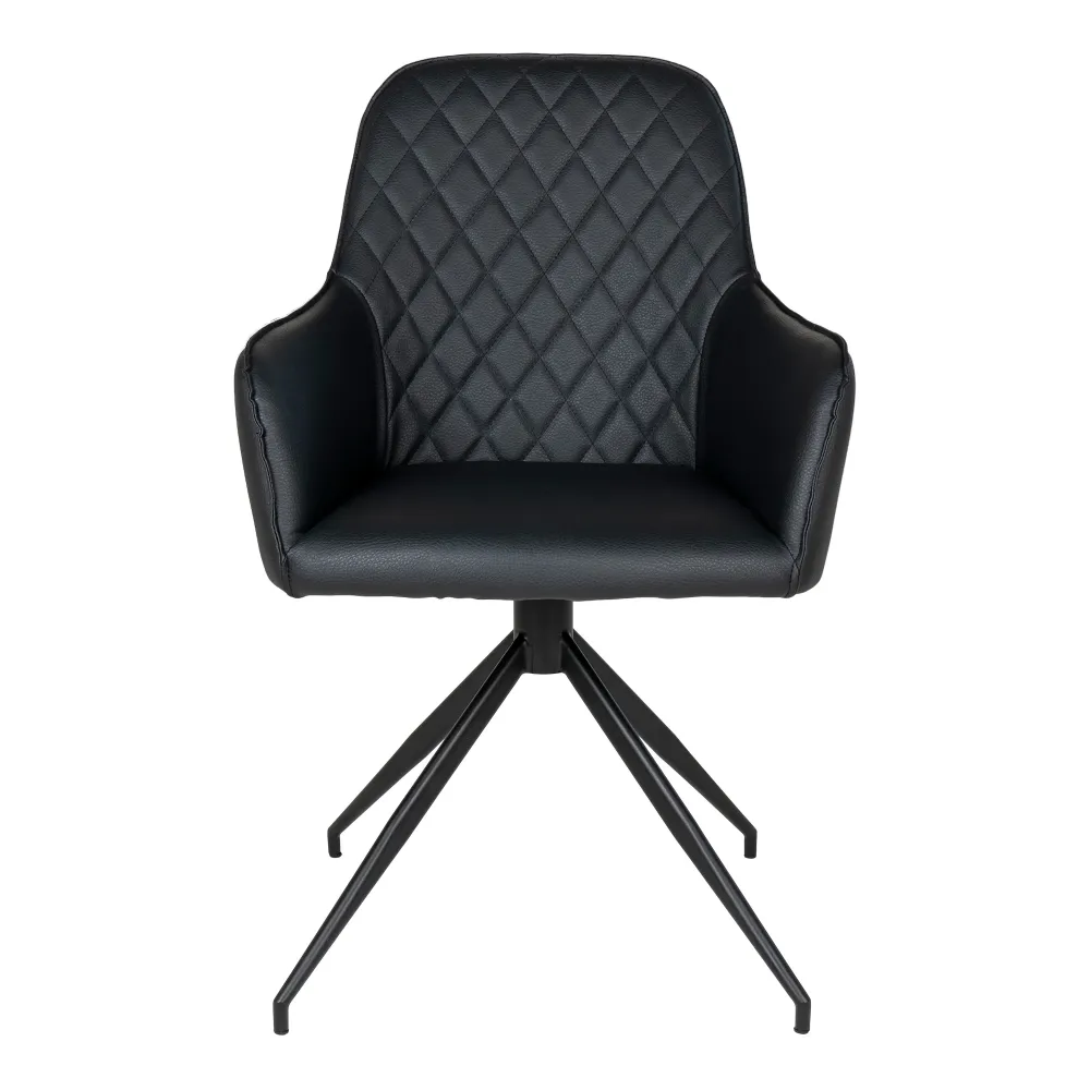 Harbo Spisebordsstol Med Drejefod - Spisebordsstol Med Drejefod, Pu Læder, Ebony, Sorte Ben Hn1223