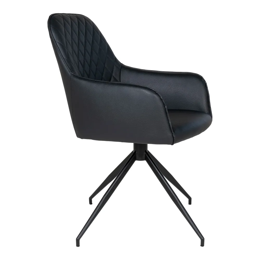 Harbo Spisebordsstol Med Drejefod - Spisebordsstol Med Drejefod, Pu Læder, Ebony, Sorte Ben Hn1223