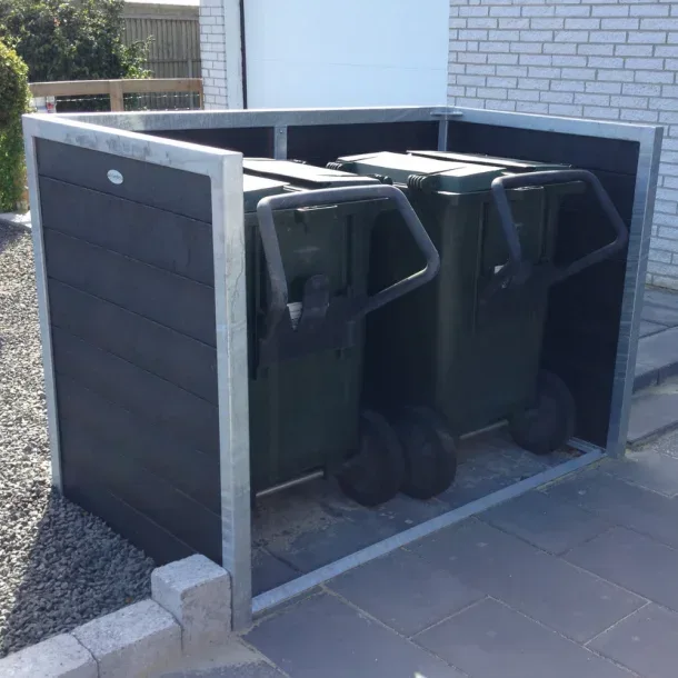 Skraldespandsskjuler - Twofold uden låge - Sort