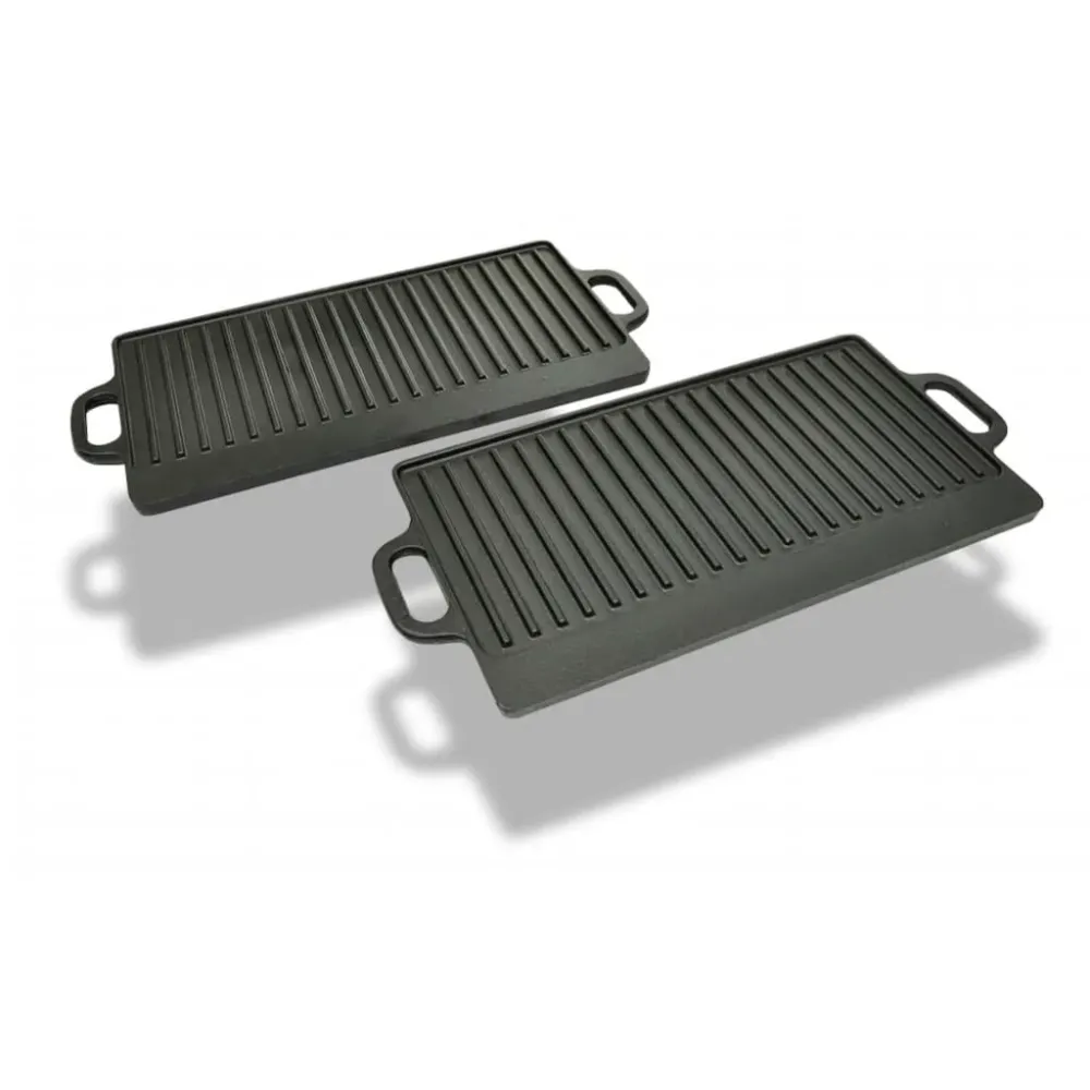 Vendbar Grillpande I Støbejern 2 Stk. 38X23 Cm