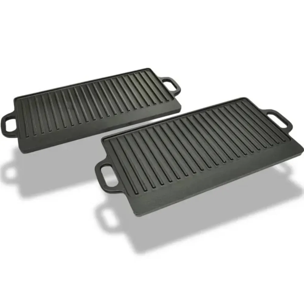 Vendbar Grillpande I Støbejern 2 Stk. 38X23 Cm