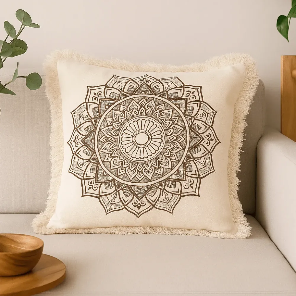 Bomuld Pudebetræk Lotus Mandala 60x60 cm Bronze