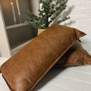Pude i Cognac læder 35x65cm