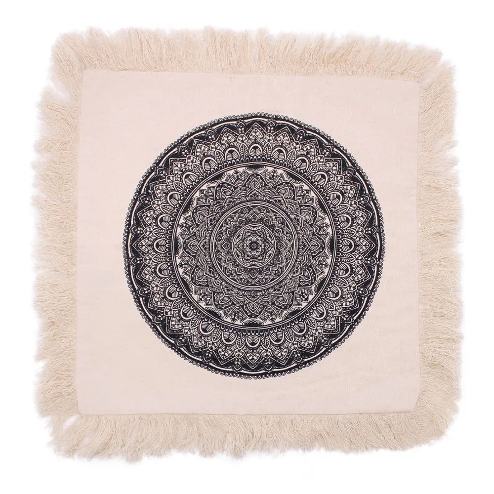 Pude Sort Mandala 60x60 cm