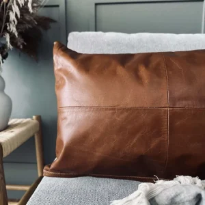Pudebetræk Læder - Cognac 40x60