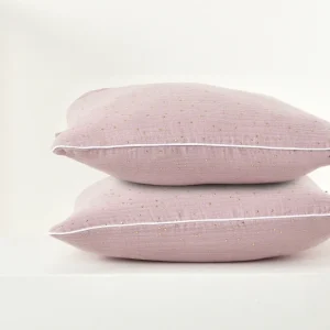 Pudebetræk muslin gyldne prikker på pink