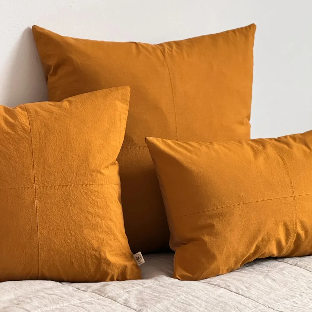 Upcycled pudebetræk, 30x50cm, brændt orange, Emily