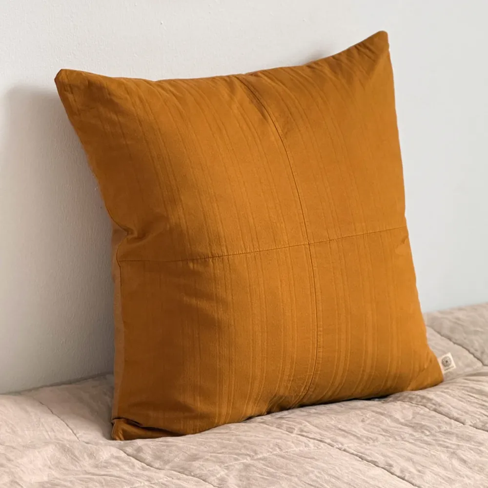 Upcycled pudebetræk, 50x50cm, brændt orange, Emily striber