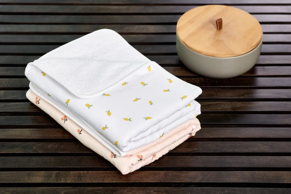 Puslemåtte muslin gule citroner