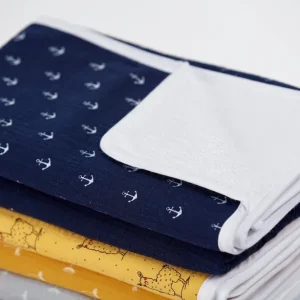 Puslemåtte muslin mørkeblåt anker