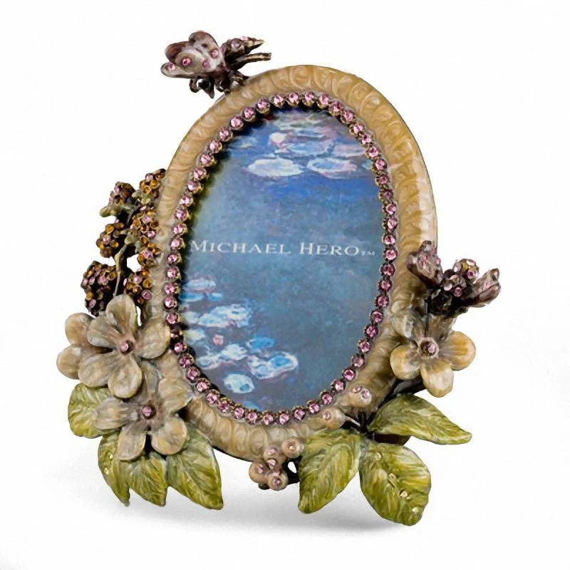 Michael Hero stel Romantic Gardens 3,8x6,4cm messing emalje krystaller 13CR-HT-2