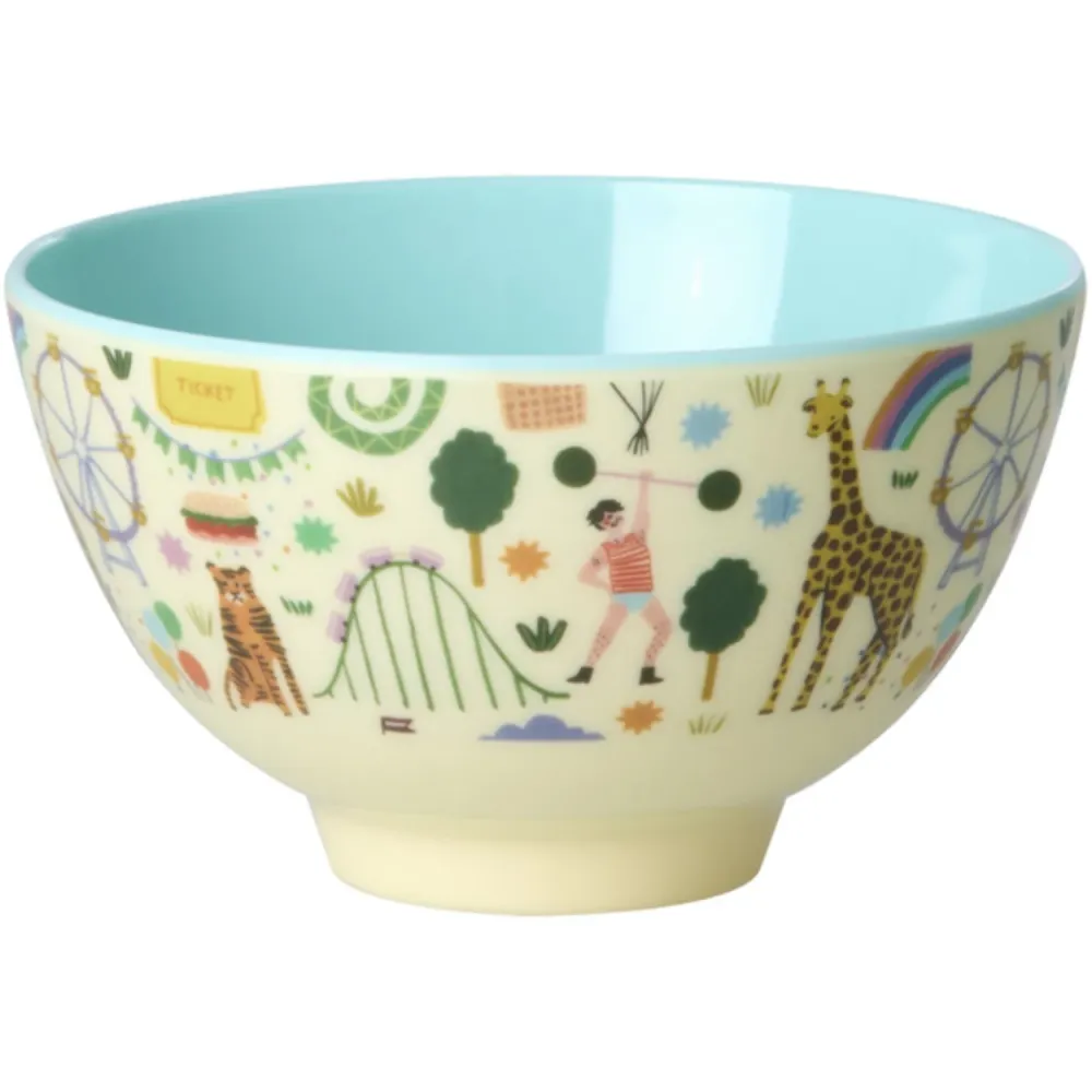 Rice Fun Fair Print Mint Melamine Skål Beskeden