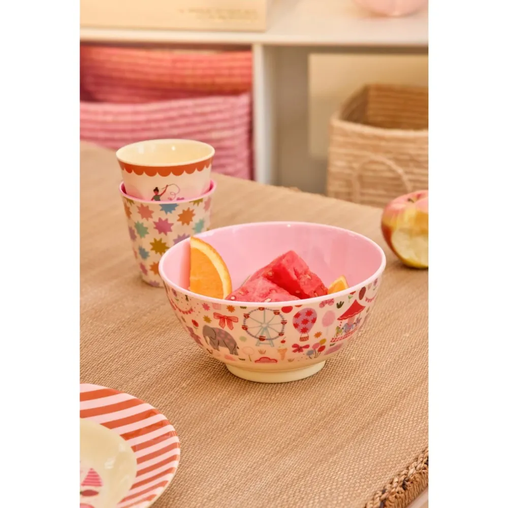 Rice Fun Fair Print Salmon Melamine Skål Medium