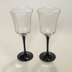 Luminarc Octime rødvinsglas med sort stilk — fransk retrodesign fra 80’erne