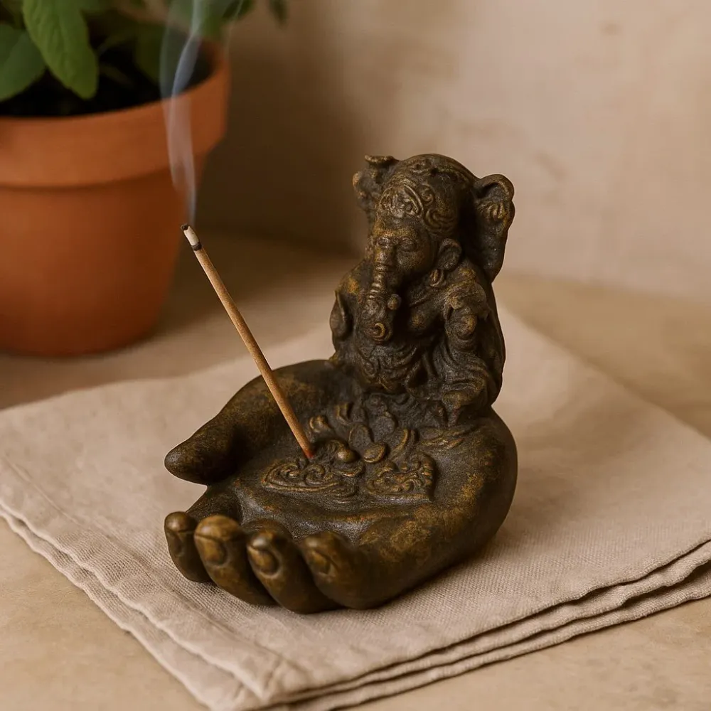 Røgelsesbrænder, Ganesha Hånd Antik Finish