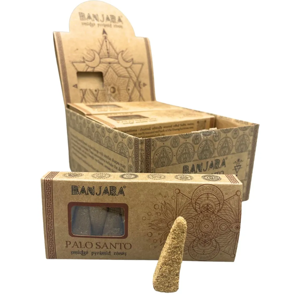 Palo Santo pyramide røgelseskegler 10 stk Banjara