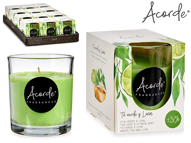 Acorde - 30 Timer Duftlys Med Grøn Te/Limblade Aroma