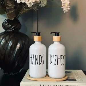 Sæbedispenser 2stk. med bakke - Hvid