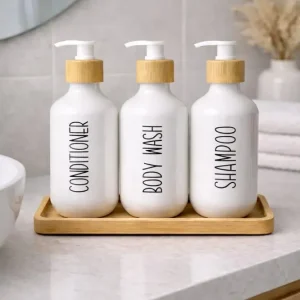 Sæbedispenser 3 stk. med bakke - Hvid