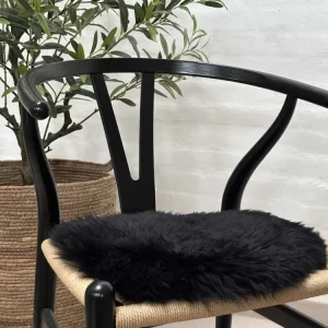 Sædeskind Ø 34cm - Sort lammeskind