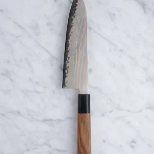 Hatsukokoro Hayabusa Rainbow Damascus - 180 mm Santoku