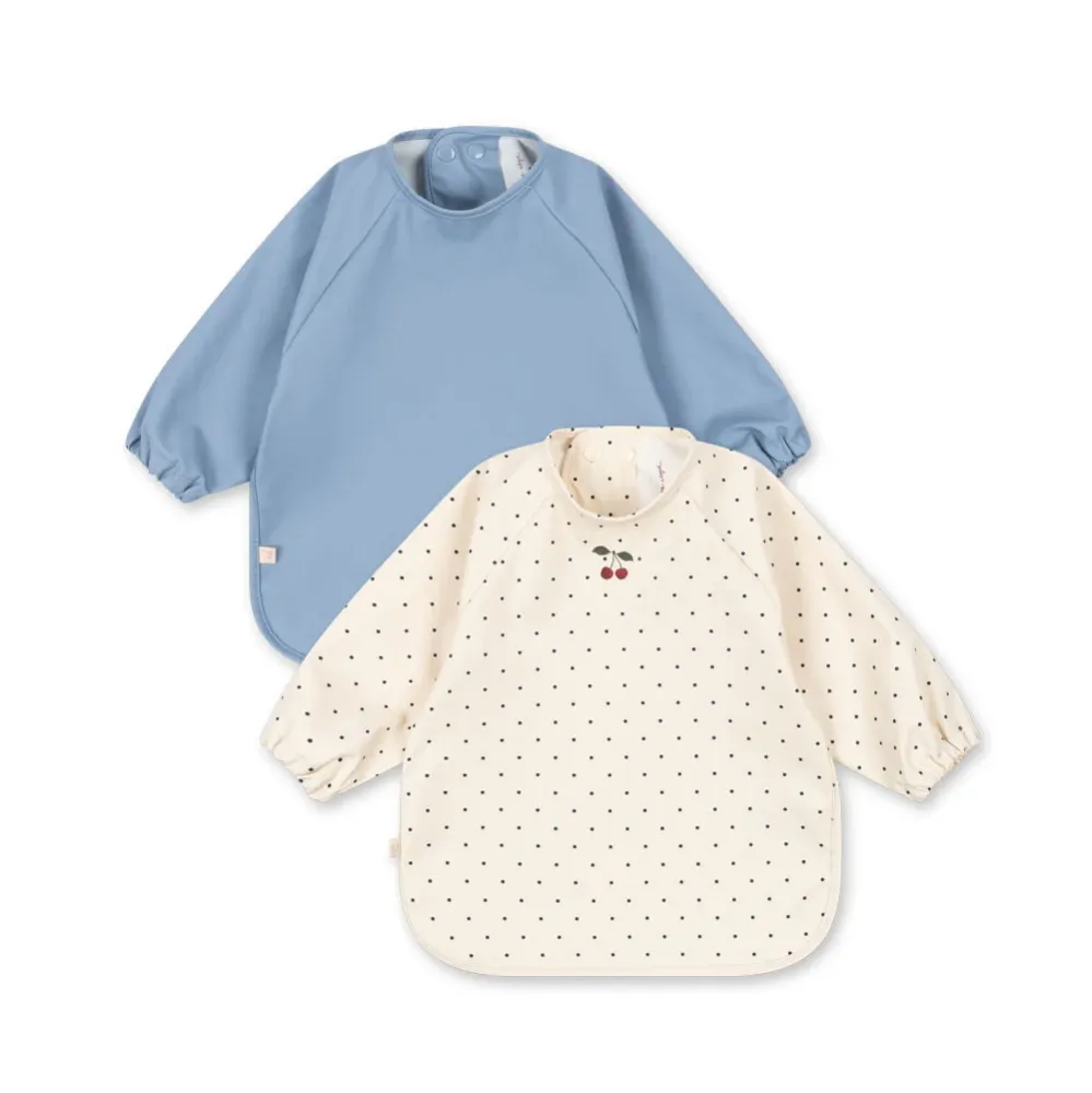 Konges Sløjd 2pk spisesmæk med lange ærmer, Sapphire dot/Rain washed