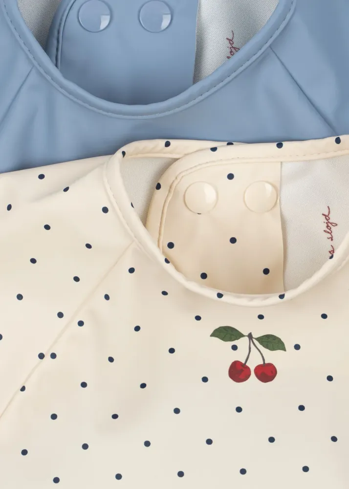 Konges Sløjd 2pk spisesmæk med lange ærmer, Sapphire dot/Rain washed