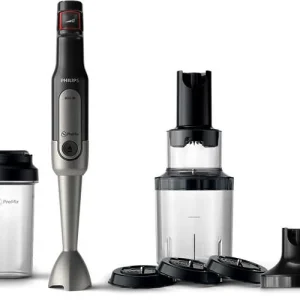 Philips HR2657/90 Stavblender ProMix SpeedTouch, 800W incl. XL chopper, Spiralizer, mixer tilbehør, On Go flaske - Metal/sort