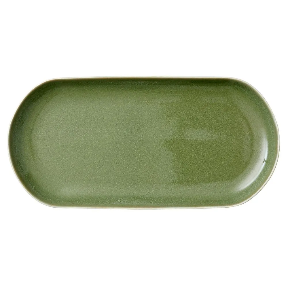Studio Round - Serveringsfad North 38 x 19 cm Matte white/Shiny moss
