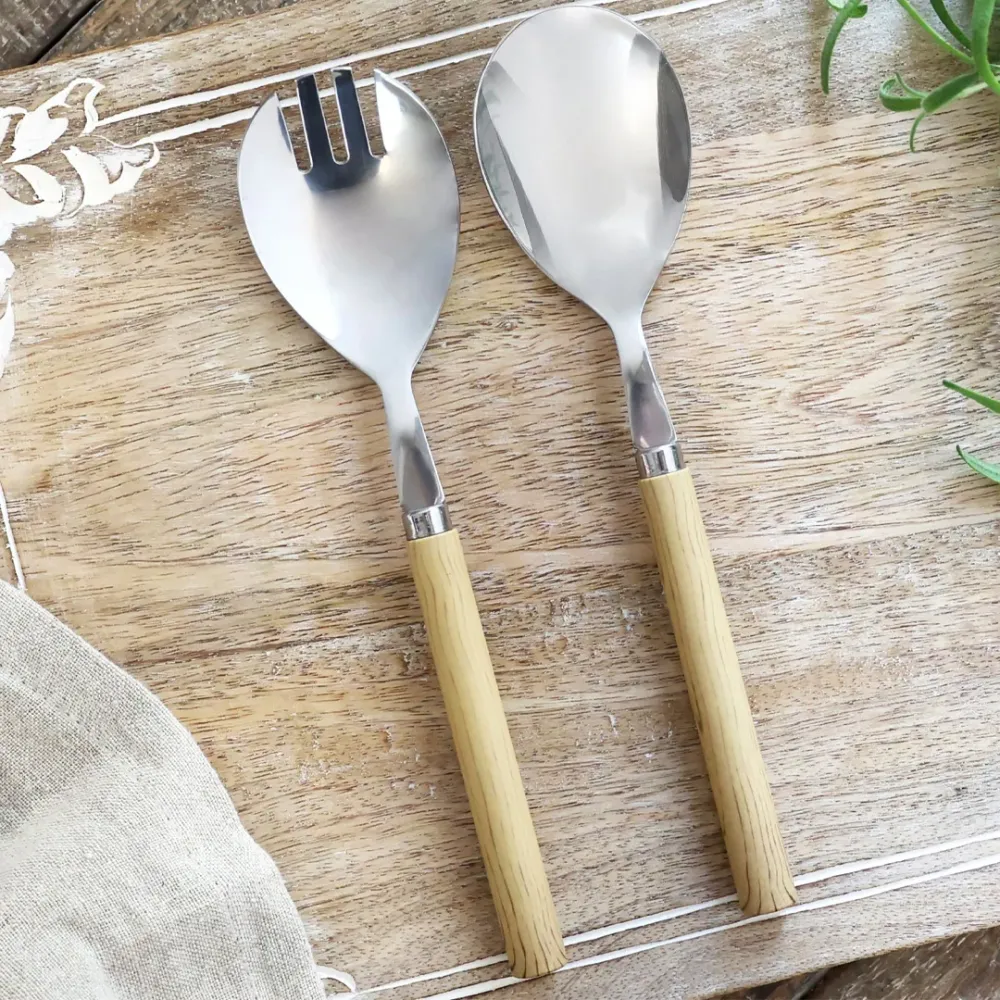 Chic Antique - Linas salatbestik i naturlook | Sæt á 2 stk L21 cm
