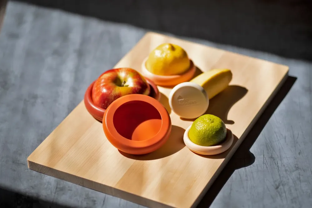 Sæt med fem genanvendelige Food Savers i silikone fra Food Huggers, Terracotta