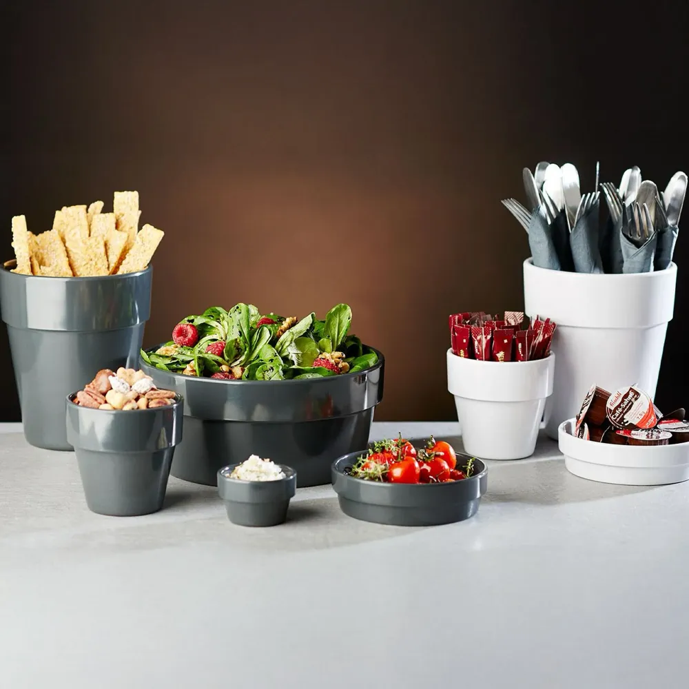 (60 stk.) Dypeskåle - FLOWER POT - Melamin - 40 ml - Ø 60mm - Alabast