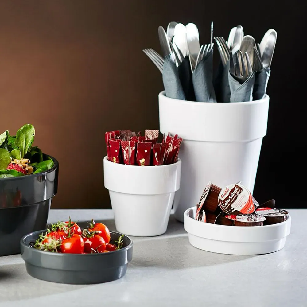 (60 stk.) Dypeskåle - FLOWER POT - Melamin - 40 ml - Ø 60mm - Alabast
