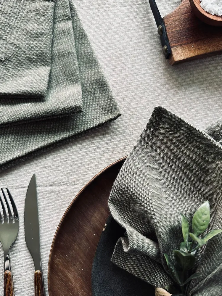 Mundserviet Hør Green melange – 4 stk