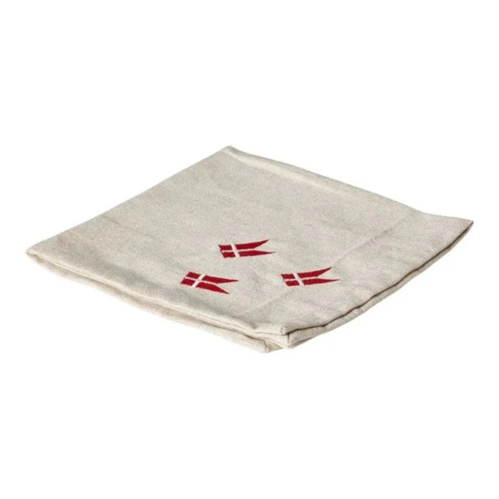 Mundservietter 4 stk. i hør med flag - 40x40 cm